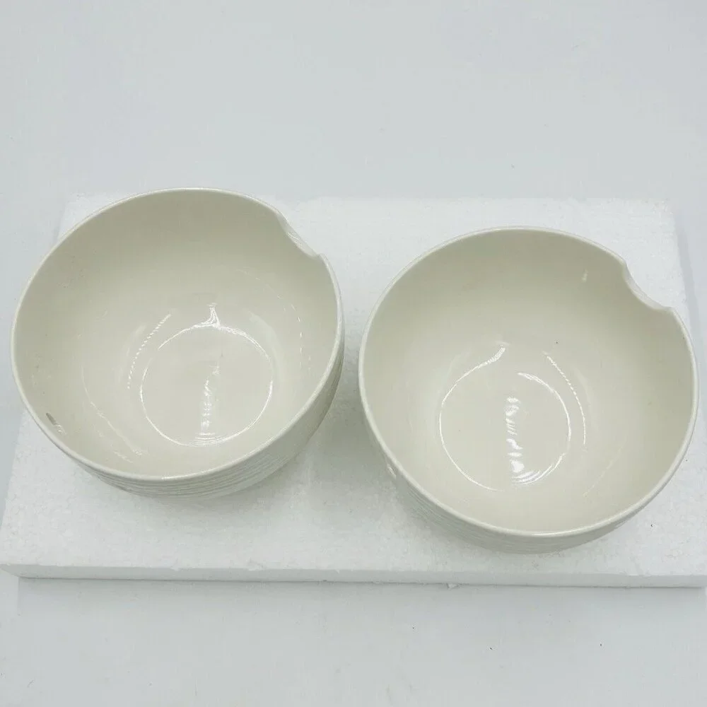 Nicole Miller Ceramic Ivory Noodle Soup Ramen Bowl Set of 2 (6.25x3.75)